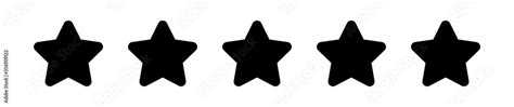 black five stars icon cute isolated on white background, chic 5 star shape black, illustration ...