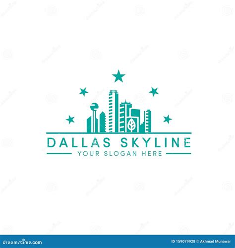 Dallas Skyline Logo Designs with 5 Stars Logo Stock Vector ...