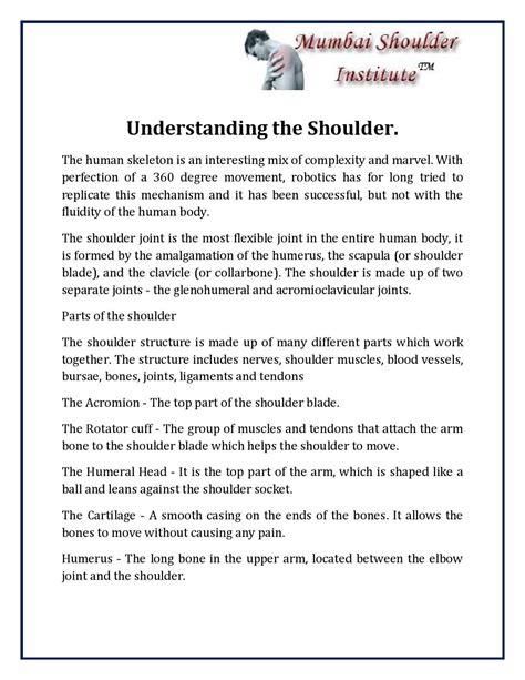 Understanding the shoulder by mumbaishoulder05 - Issuu