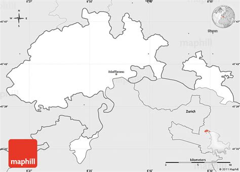 Silver Style Simple Map of Schaffhausen