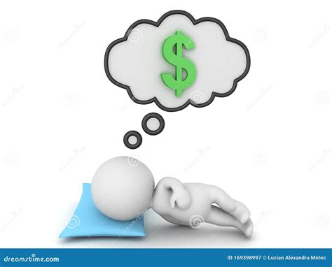 3D Character Dreaming about Money Stock Illustration - Illustration of concept, miscellaneous ...