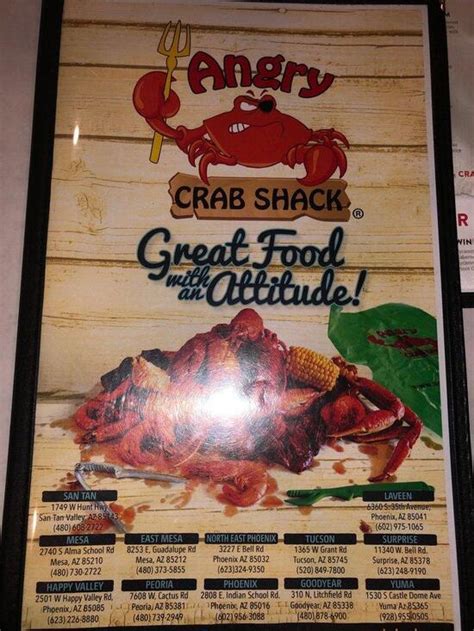 Menu at Angry Crab Shack restaurant, Phoenix, E Bell Rd #D110