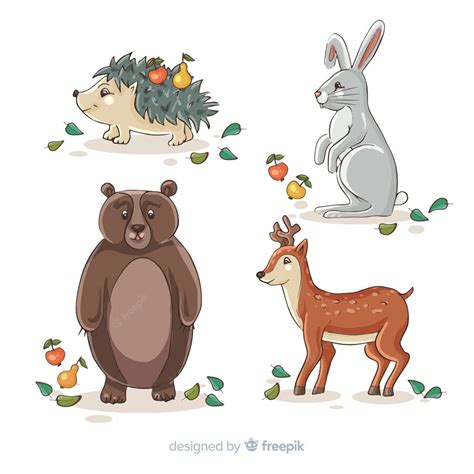 Free Vector | Hand drawn autumn animals collection