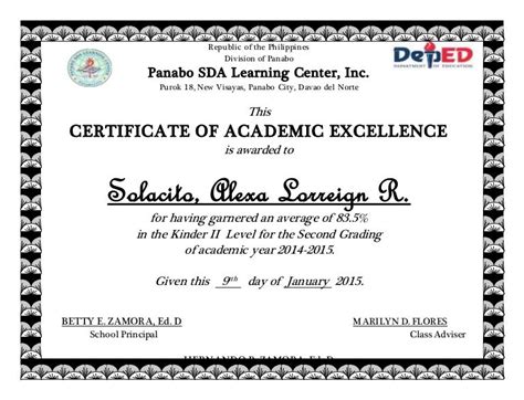 Recognition certificate