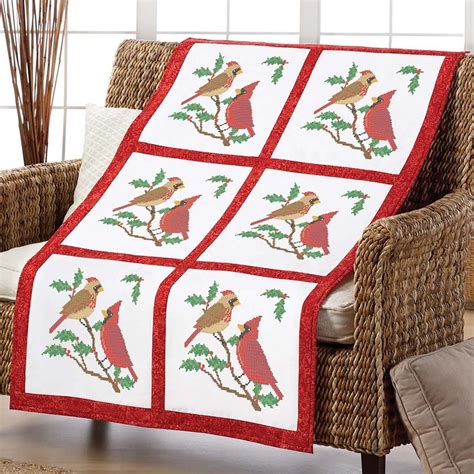 Herrschners Christmas Cardinals Quilt Blocks Stamped Cross-Stitch | Michaels