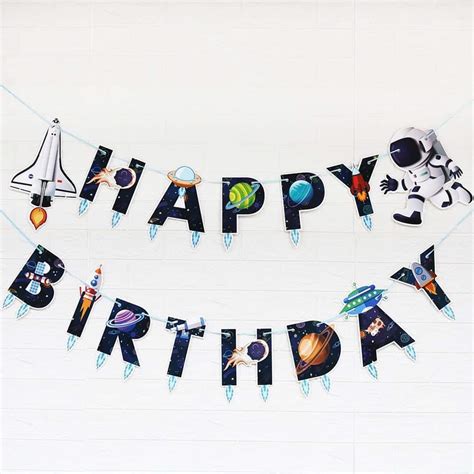 Happy Birthday Banner – Space Astronaut Themed (Design 3) | Customised Helium Balloon Delivery ...