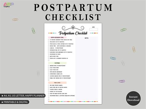 Postpartum Checklist Printable Postpartum Planner - Etsy