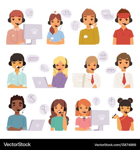 Call center agents cartoon business people Vector Image