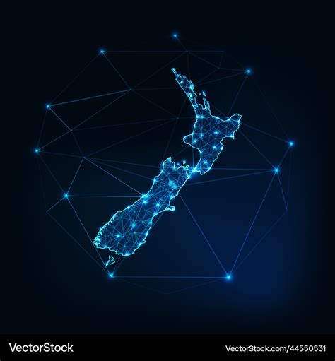 New zealand map glowing silhouette outline made Vector Image