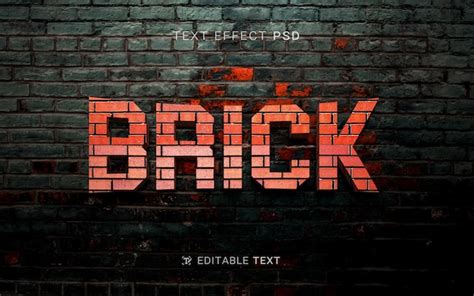 Premium PSD | Brick text effect