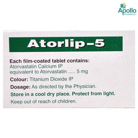 Atorlip-5 Tablet 10's Price, Uses, Side Effects, Composition - Apollo ...