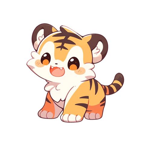 Cute Kawaii Baby Tiger Sticker | Cute animal drawings kawaii, Cute dragon drawing, Cute doodles