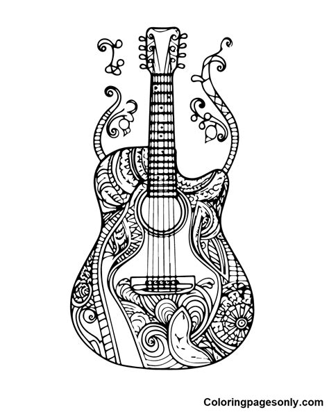 Guitar Coloring Pages Printable for Free Download