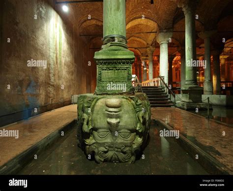 Enormous Basilica Cistern Medusa head pillar in water, Istanbul, Turkey Stock Photo - Alamy