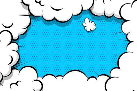 Comic book cloud puff frame on blue dot pattern 1419102 Vector Art at ...