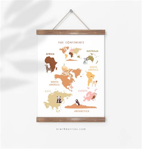 Continents Art Print Homeschool Printable Educational Print - Etsy