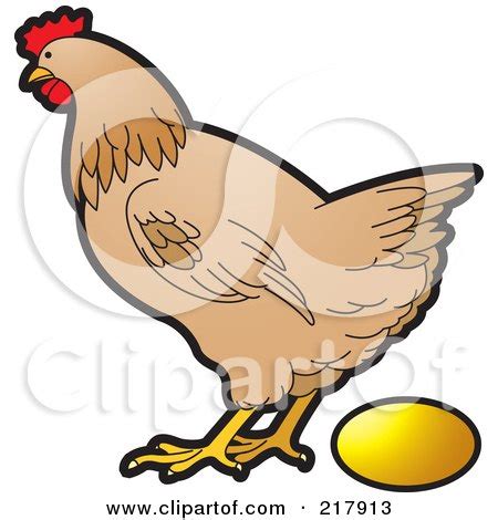 Royalty-Free (RF) Clipart Illustration of a Brown Hen Laying A Golden Egg by Lal Perera #217913