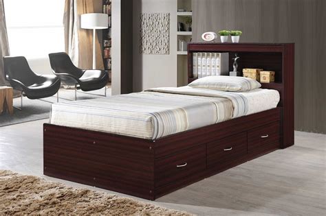 Skaghi Platform Bed with Drawers and Bookcase | Platform bed with drawers, Platform bed with ...