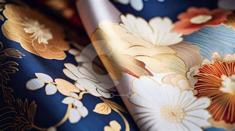 Intricately Designed Blue and Gold Floral Fabric stock photo | Creative ...