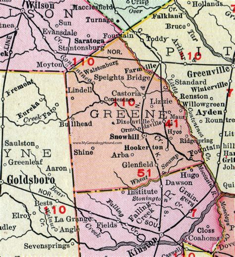 Greene County, North Carolina, 1911, Map, Rand McNally, Snow Hill, Walstonburg, Maury, Hookerton