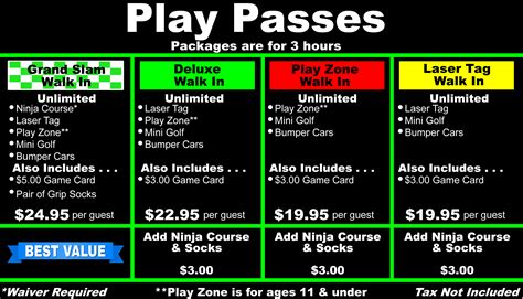 Pricing & Packages | Grand Slam Family Fun Center | Coon Rapids, MN