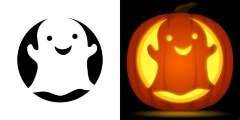 Free Cute Ghost Pumpkin Stencil | Halloween pumpkin carving stencils, Easy pumpkin carving ...