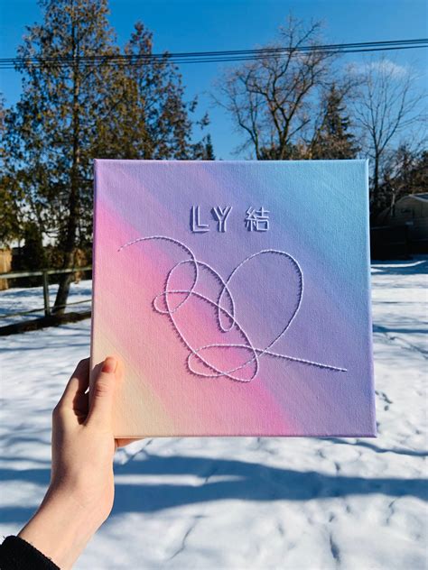 Bts album cover love yourself embroidery line art on canvas etsy – Artofit