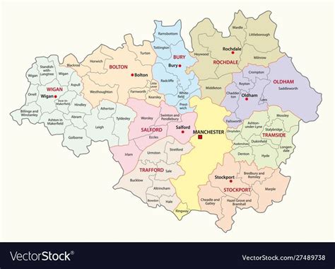 Greater Manchester district map.