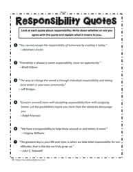 Personal Responsibility Worksheet - img-brah