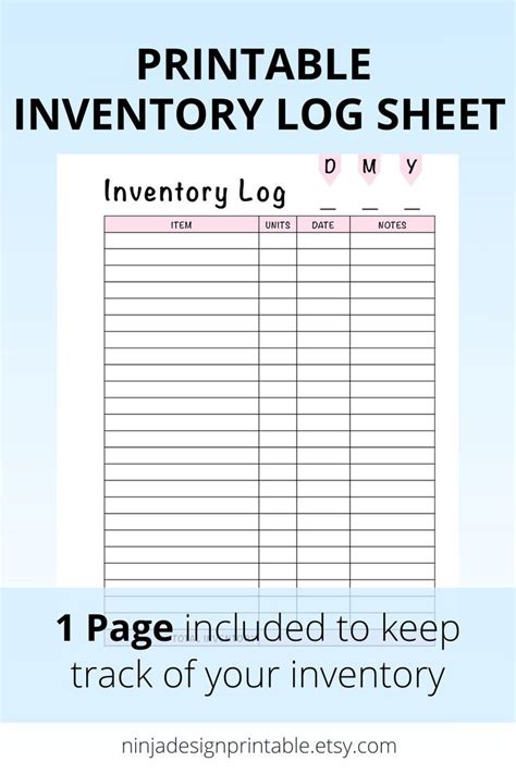 Printable Inventory Log Sheet for Small Businesses - Etsy Canada ...