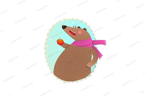 Bear Eating Apple Portrait. | Illustrator Graphics ~ Creative Market