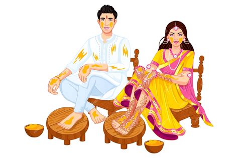 Premium Vector | Indian Wedding Bride and Groom for Haldi Ceremony