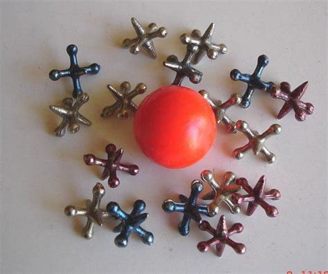 Vintage Jacks Game 17 Colorful Jacks plus 1 Game Ball