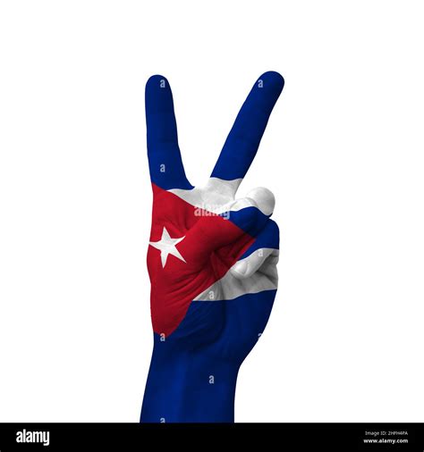 Mano apuntando hacia el lado derecho, cuba pintó con bandera como ...