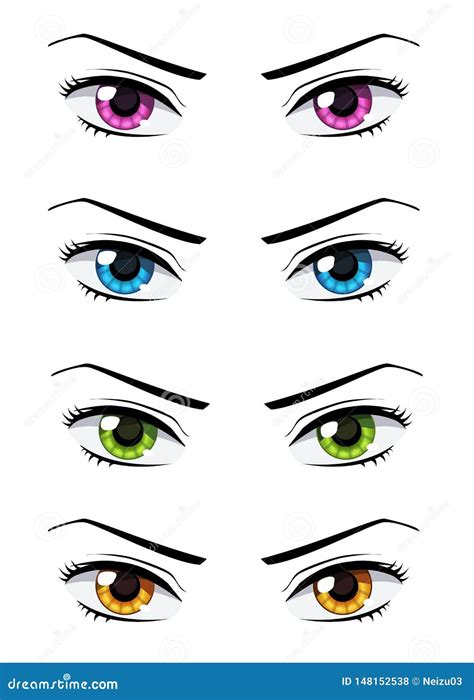 Set of anime style eyes stock illustration. Illustration of human - 148152538