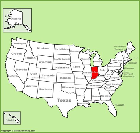 Indiana location on the U.S. Map