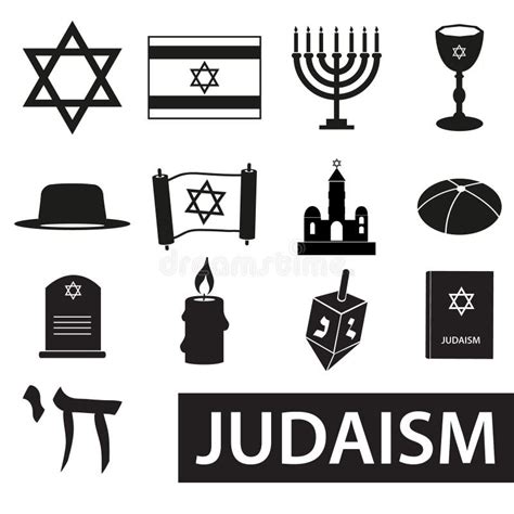 Judaism Religion Symbols Vector Set of Icons Eps10 Stock Vector - Illustration of country, book ...