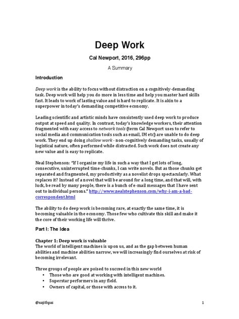 Cultivating Deep Work: How Fully Focused Intellectual Efforts Can Help Knowledge Workers Thrive ...