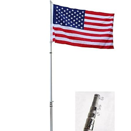 25FT Flag Pole Kit Telescopic Aluminum Flagpole US Flag Ball Fly 2 Flags - Walmart.com