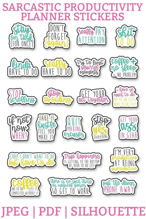 Sarcastic Productivity Planner Stickers - Funny To Do Planner Stickers | Free planner stickers ...