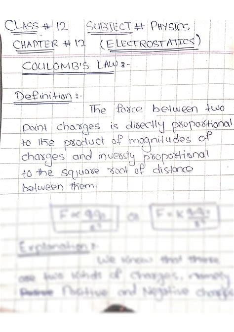 SOLUTION: coulomb s law 1 definition 2 explanation 3 formula class 12th subject physics chapter ...