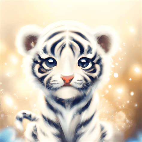 Cute Baby White Tiger Nursery Art · Creative Fabrica