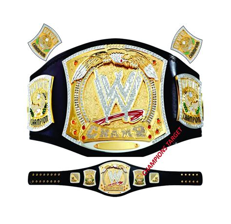 WWE Championship Spinner Title Belt Gold Plating Black Cowhide Leather ...