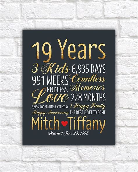 Personalized Wedding Anniversary Gift 19th Anniversary 19 - Etsy