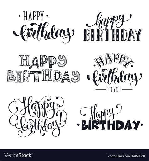 Hand written happy birthday phrases Royalty Free Vector | Happy ...