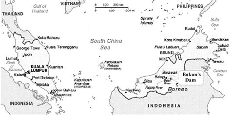 Map of Malaysia and the Location of Bakun's Dam | Download Scientific ...