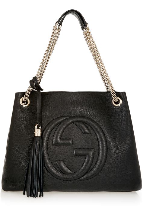 Gucci Soho Medium Textured-leather Shoulder Bag in Black - Lyst