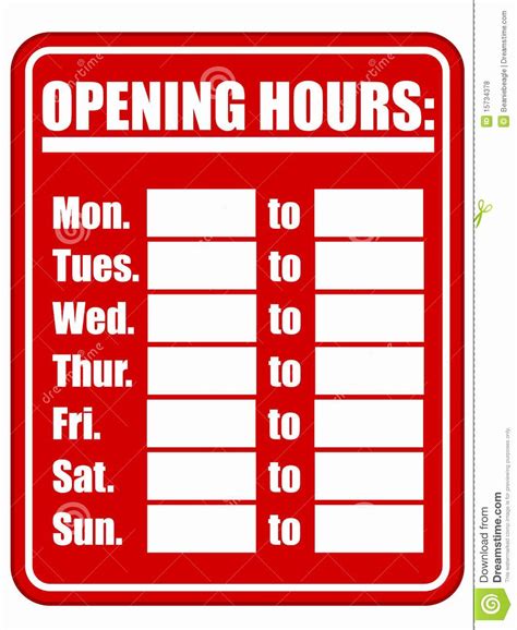 Business Hours Sign Template Awesome Opening Hours Sign Eps Stock ...