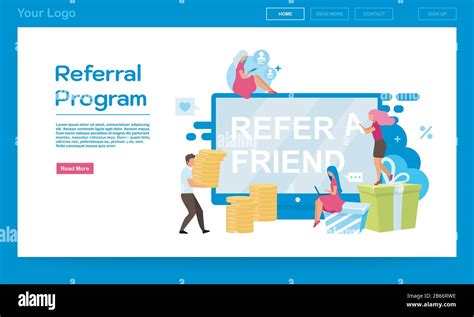 Referral program landing page vector template. Customer attraction ...