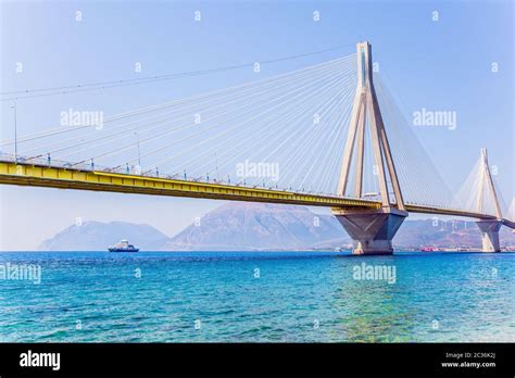 Cable-stayed bridge over the Gulf of Corinth Stock Photo - Alamy